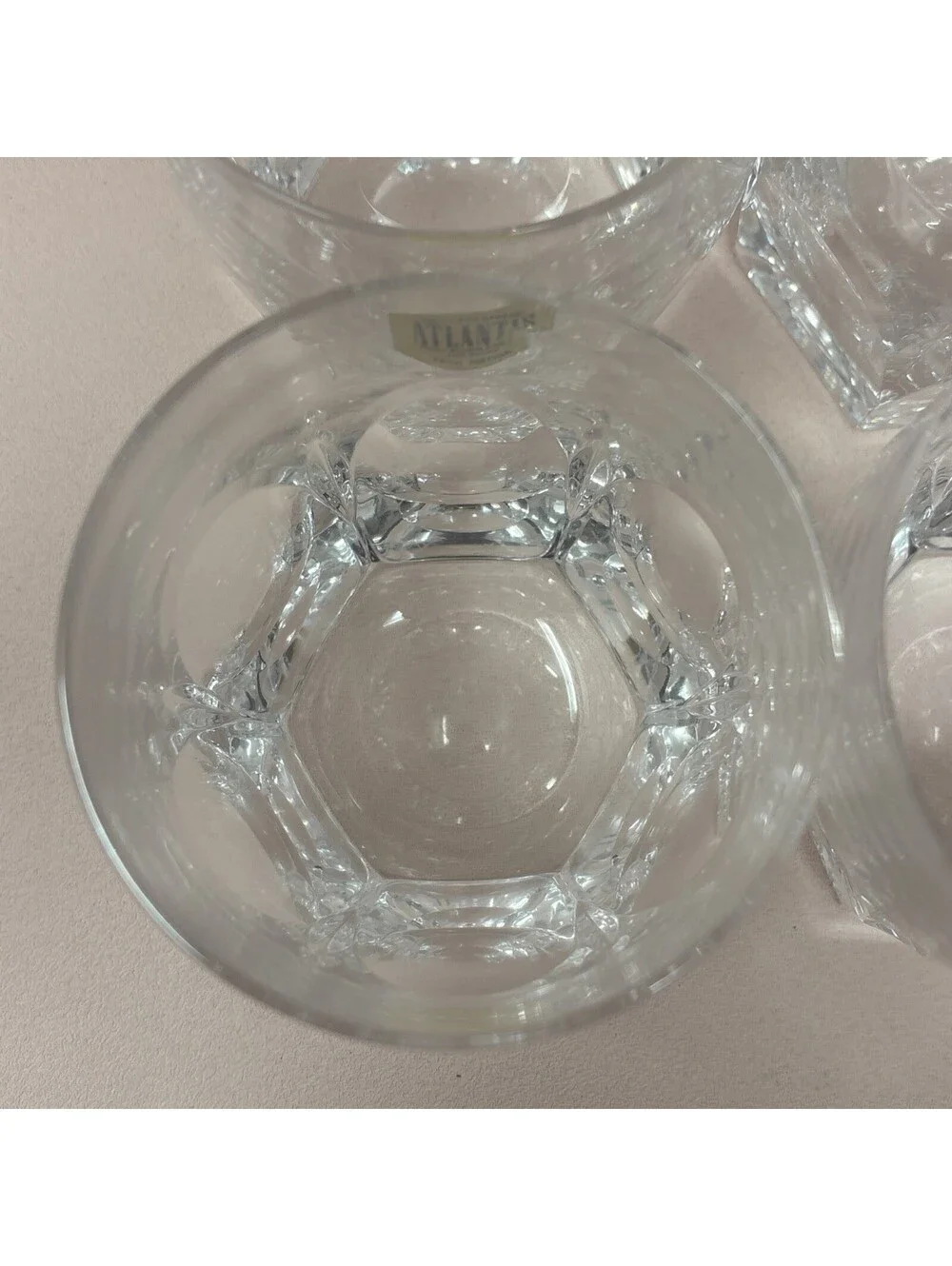 VTG Atlantis Crystal Glasses RARE Sara Old Fashioned Hand Blown Cut Set of 4 NEW